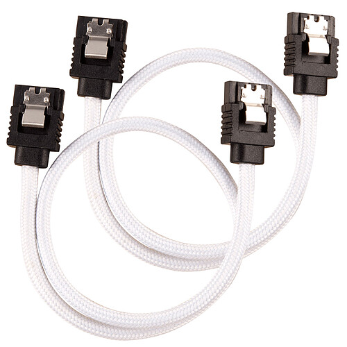 Corsair Câble SATA gainé Premium 30 cm (coloris blanc) pas cher