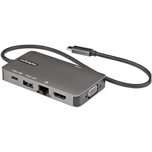 StarTech.com Adaptateur multiport USB-C vers HDMI 4K ou VGA avec Hub USB 3.0, GbE et PD 100 W pas cher