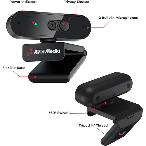 AVerMedia 1080p30 Autofocus Webcam (PW310P) pas cher