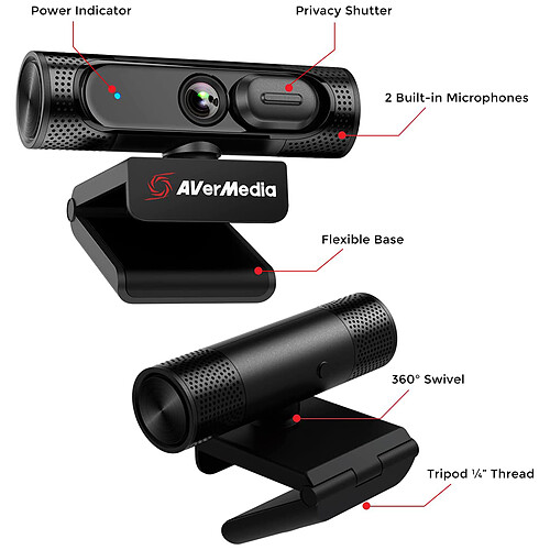AVerMedia 1080p60 Wide Angle Webcam (PW315) pas cher