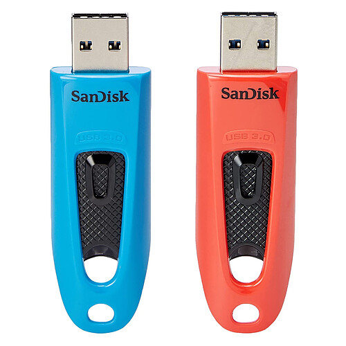 SanDisk Ultra USB 3.0 32 Go Bleu/Rouge (Pack de 2) pas cher