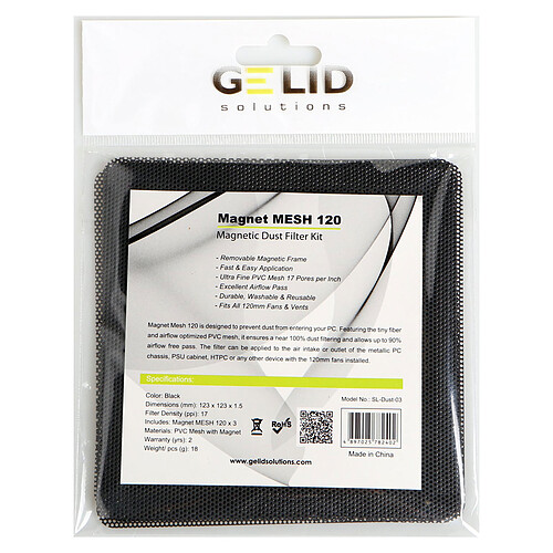 Gelid Filtre à poussière magnétique 120 mm (x 3) pas cher