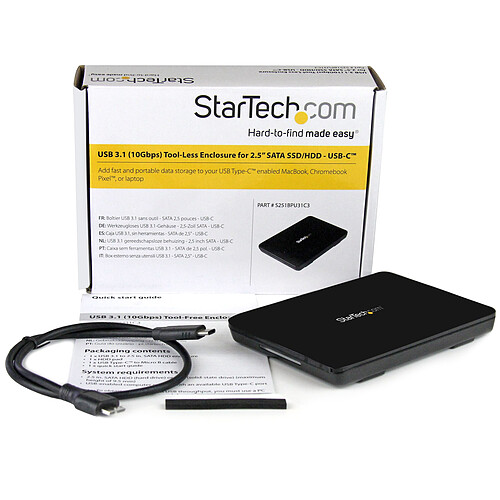 StarTech.com Boîtier USB 3.1 (10 Gb/s) sans outils pour HDD / SSD SATA de 2,5" pas cher