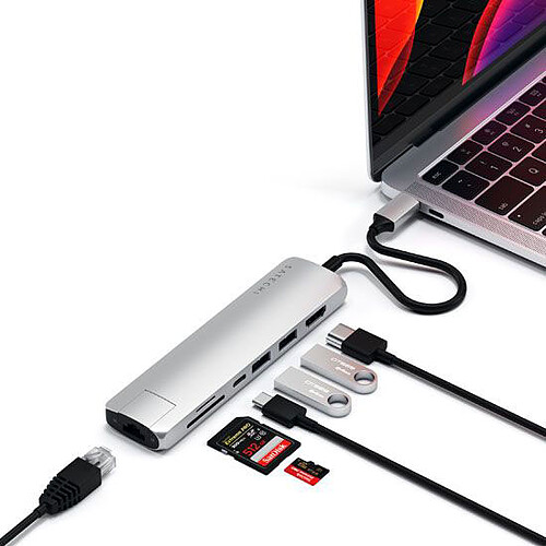 Satechi Hub USB-C Slim multiport 7-en-1 - Argent pas cher