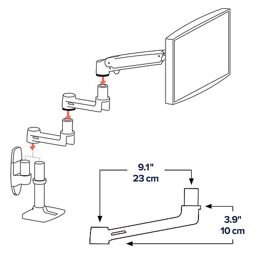 Ergotron Extension bras LX Noir pas cher