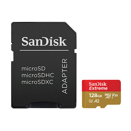 SanDisk Extreme microSDXC UHS-I U3 128 Go + Adaptateur SD pas cher
