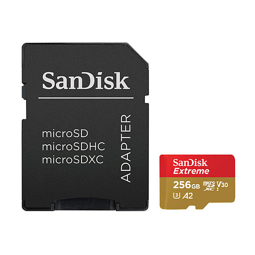 SanDisk Extreme microSDXC UHS-I U3 256 Go + Adaptateur SD pas cher
