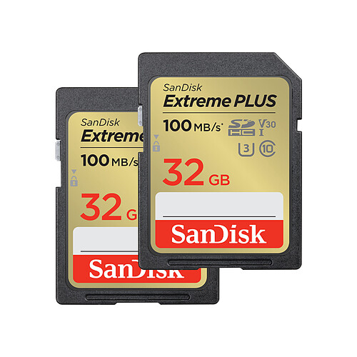 SanDisk Extreme PLUS SDHC UHS-I 32 Go (x2) pas cher