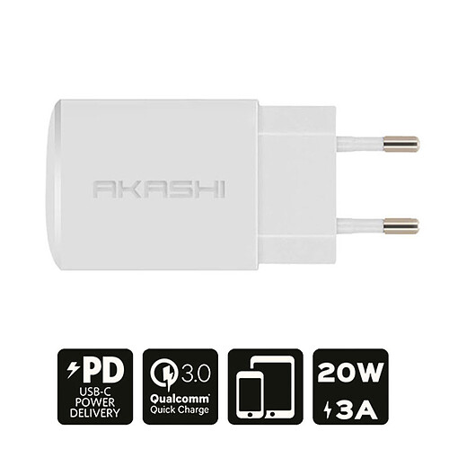 Akashi Chargeur Secteur 20W USB-A Quick Charge 3.0 Blanc pas cher