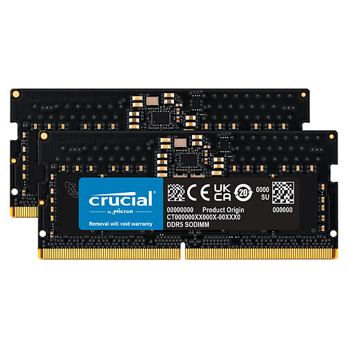 Crucial SO-DIMM DDR5 16 Go (2 x 8 Go) 4800 MHz CL40 1Rx16 pas cher