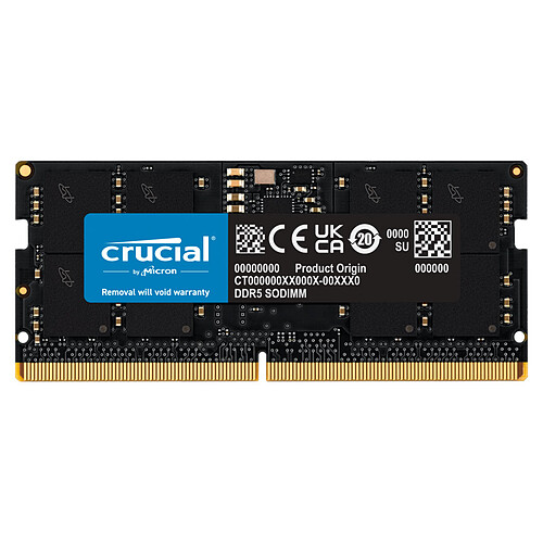 Crucial SO-DIMM DDR5 16 Go (2 x 8 Go) 4800 MHz CL40 1Rx16 pas cher