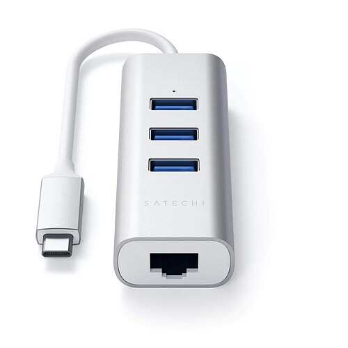 SATECHI Hub USB-C 2-en-1 avec 3 Ports USB 3.0 + Ethernet - Argent pas cher