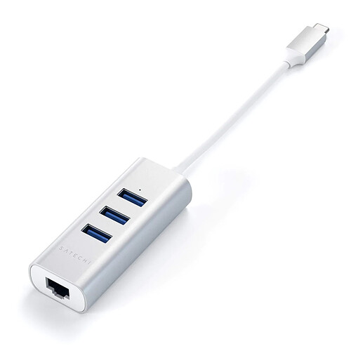 SATECHI Hub USB-C 2-en-1 avec 3 Ports USB 3.0 + Ethernet - Argent pas cher