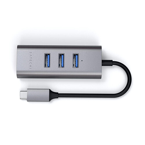 SATECHI Hub USB-C 2-en-1 avec 3 Ports USB 3.0 + Ethernet - Gris pas cher