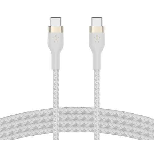 Belkin Boost Charge Pro Flex Câble silicone tressé USB-C vers USB-C (blanc) - 1 m pas cher