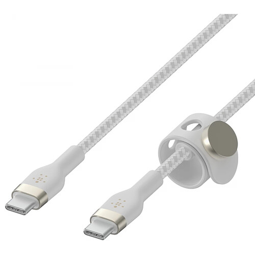 Belkin Boost Charge Pro Flex Câble silicone tressé USB-C vers USB-C (blanc) - 2 m pas cher