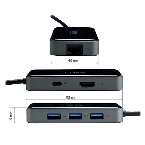 MCL Station d'accueil USB-C vers HDMI 4K 30Hz, Hub 3x ports USB-A 3.0 + 1x port USB-C Power Delivery 100W + 1x port Gigabit Ethernet pas cher