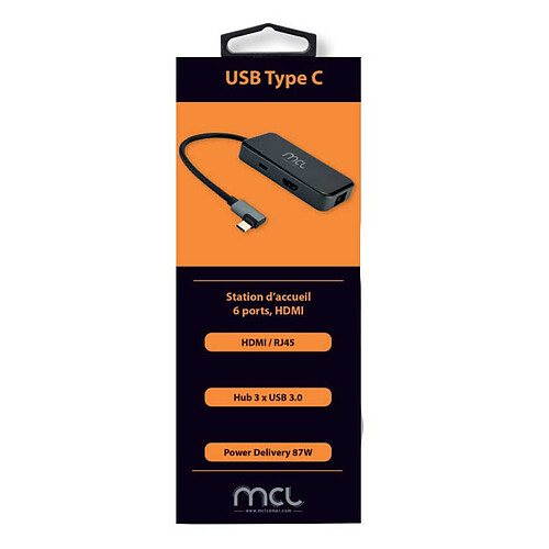 MCL Station d'accueil USB-C vers HDMI 4K 30Hz, Hub 3x ports USB-A 3.0 + 1x port USB-C Power Delivery 100W + 1x port Gigabit Ethernet pas cher