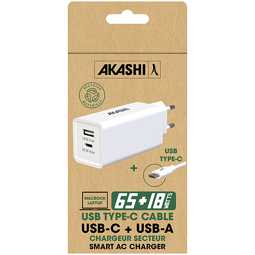 Akashi Chargeur Secteur 83W USB-C + USB-A pas cher