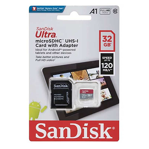 SanDisk Ultra microSDHC 32 Go + Adaptateur SD (SDSQUA4-032G-GN6TA) pas cher