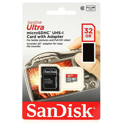 SanDisk Ultra microSDHC 32 Go + Adaptateur SD (SDSQUA4-032G-GN6IA) pas cher