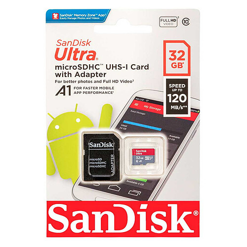 SanDisk Ultra microSDHC 32 Go + Adaptateur SD (SDSQUA4-032G-GN6MA) pas cher