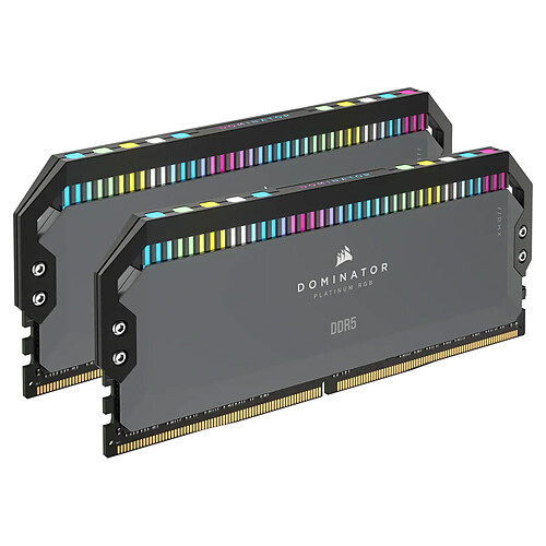 Corsair Dominator Platinum DDR5 RGB 32 Go (2 x 16 Go) 5600 MHz CL36 Gris pas cher