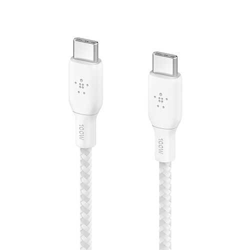 Belkin Câble USB-C Renforcé 100 W 3 m (Blanc) pas cher
