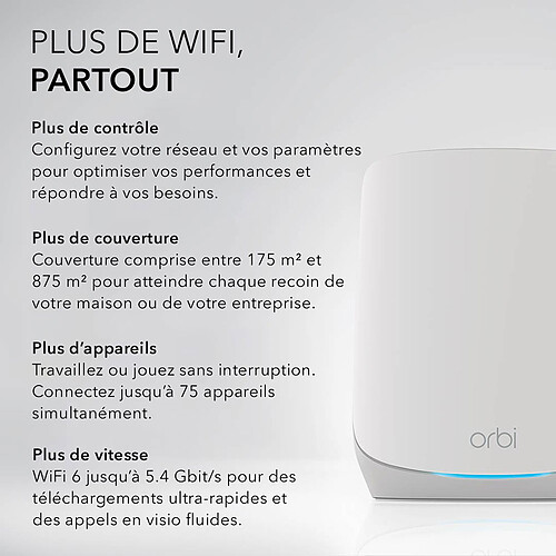 Netgear Orbi WiFi 6 AX5400 routeur + satellite (RBK762S-100EUS) pas cher