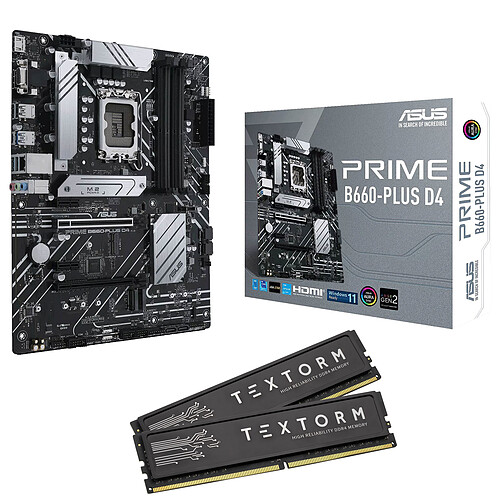 ASUS PRIME B660-PLUS D4 + Textorm 32 Go (2 x 16 Go ) DDR4 3600 MHz CL18 pas cher