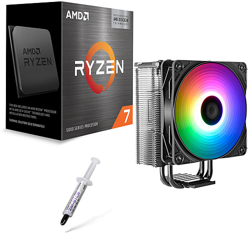 AMD Ryzen 7 5800X3D (3.4 GHz / 4.5 GHz) + Fox Spirit Cold Snap VT120 A-RGB + Zalman ZM-STC9 pas cher