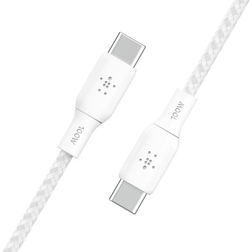 Belkin Câble USB-C vers USB-C 100W renforcé (blanc) - 2 m pas cher