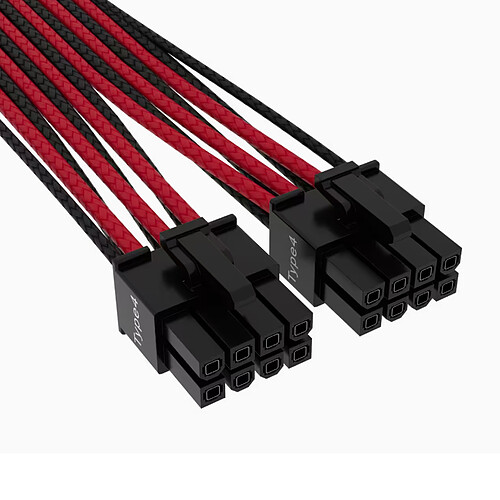 Corsair câble 600W 12+4 broches PCIe Gen 5 - Noir/Rouge pas cher