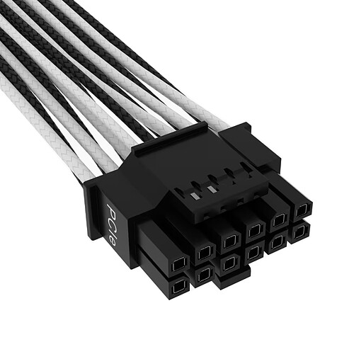 Corsair câble 600W 12+4 broches PCIe Gen 5 - Noir/Blanc pas cher