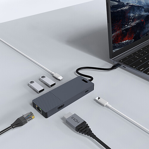 INOVU Station d'accueil USB-C 6 en 1 (HDMI/USB/Ethernet/SD) pas cher