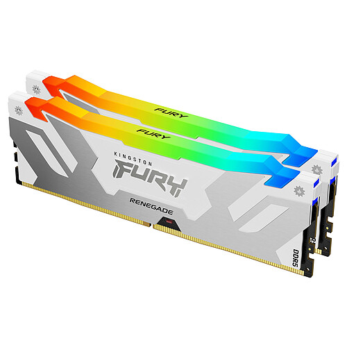Kingston FURY Renegade RGB 64 Go (2 x 32 Go) DDR5 6400 MHz CL32 - Blanc pas cher