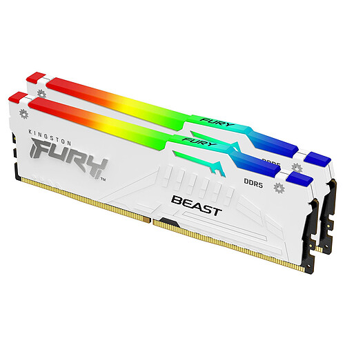Kingston FURY Beast RGB 32 Go (2 x 16 Go) DDR5 6000 MHz CL30 - Blanc pas cher