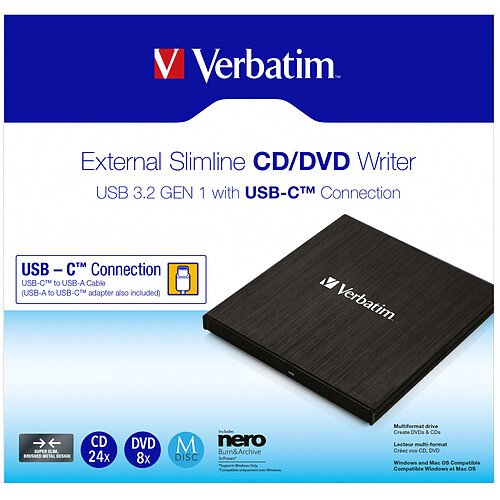 Verbatim Graveur de CD/DVD externe USB-C pas cher