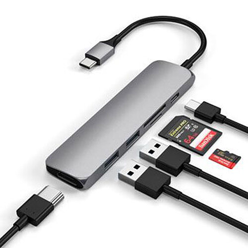 SATECHI Multiports Slim USB-C v2 Gris pas cher