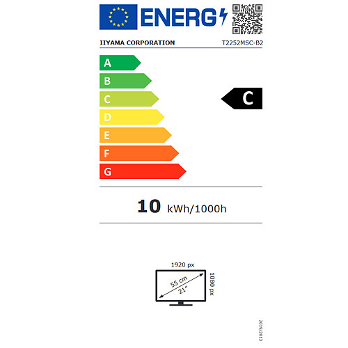 iiyama 21.5" LED Tactile - ProLite T2252MSC-B2 pas cher