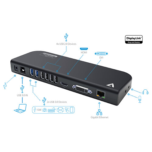 V7 Station d'accueil USB Dual DisplayLink pas cher