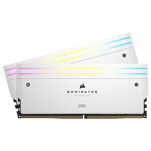 Corsair Dominator Titanium DDR5 RGB 96 Go (2 x 48 Go) 6400 MHz CL32 - Blanc pas cher