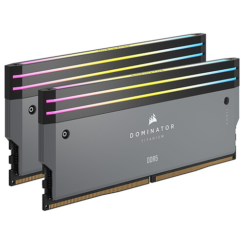 Corsair Dominator Titanium DDR5 RGB 64 Go (2 x 32 Go) 6000 MHz CL30 - Gris pas cher