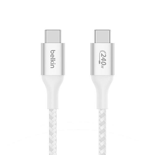 Belkin Câble USB-C vers USB-C 240W - renforcé (blanc) - 1 m pas cher