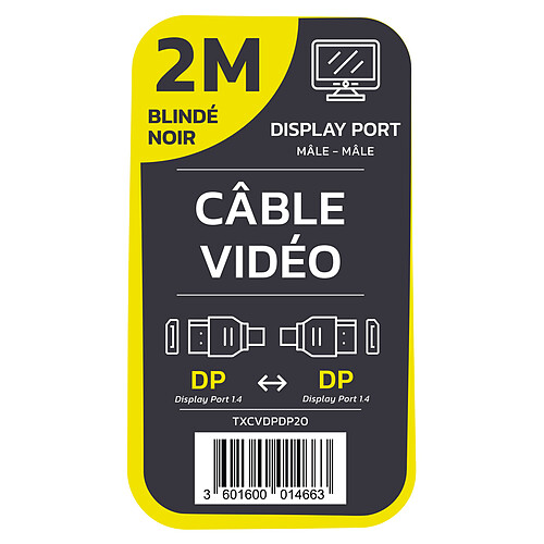 TEXTORM Câble DisplayPort 1.4 blindé - Mâle/Mâle - 2 M pas cher