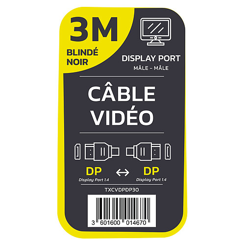 TEXTORM Câble DisplayPort 1.4 blindé - Mâle/Mâle - 3 M pas cher