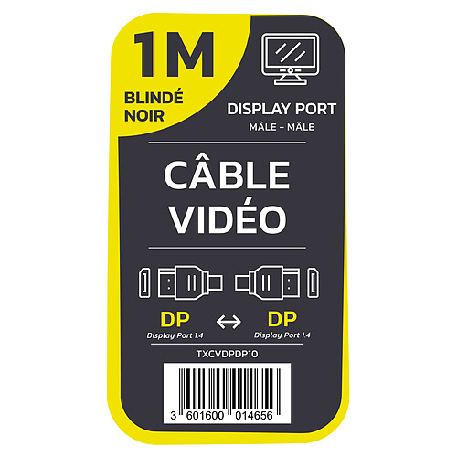 TEXTORM Câble DisplayPort 1.4 blindé - Mâle/Mâle - 1 M pas cher