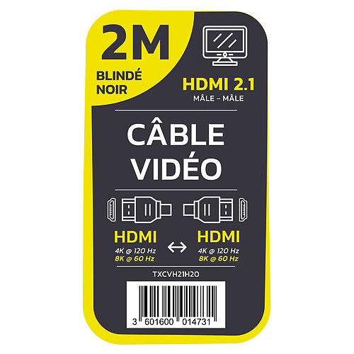 TEXTORM Câble HDMI 2.1 blindé - Mâle/Mâle - 2 M pas cher