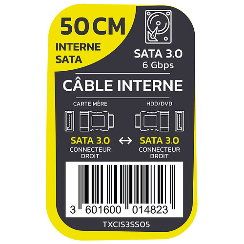 TEXTORM Câble SATA 3.0 (6Gbps) droit - 50 CM pas cher