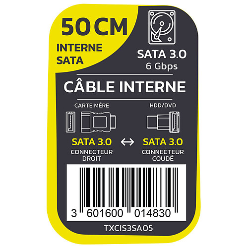 TEXTORM Câble SATA 3.0 (6Gbps) droit/coudé - 50 CM pas cher